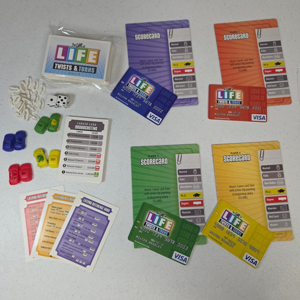 The Game of Life Twists & Turns Replacement Pieces Cards Cars Clips Dice 2007